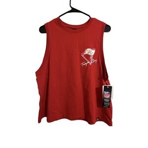 Tampa Bay Buccaneers Tank Top Women Large Red Shirt Sleeveless Flag Logo NFL